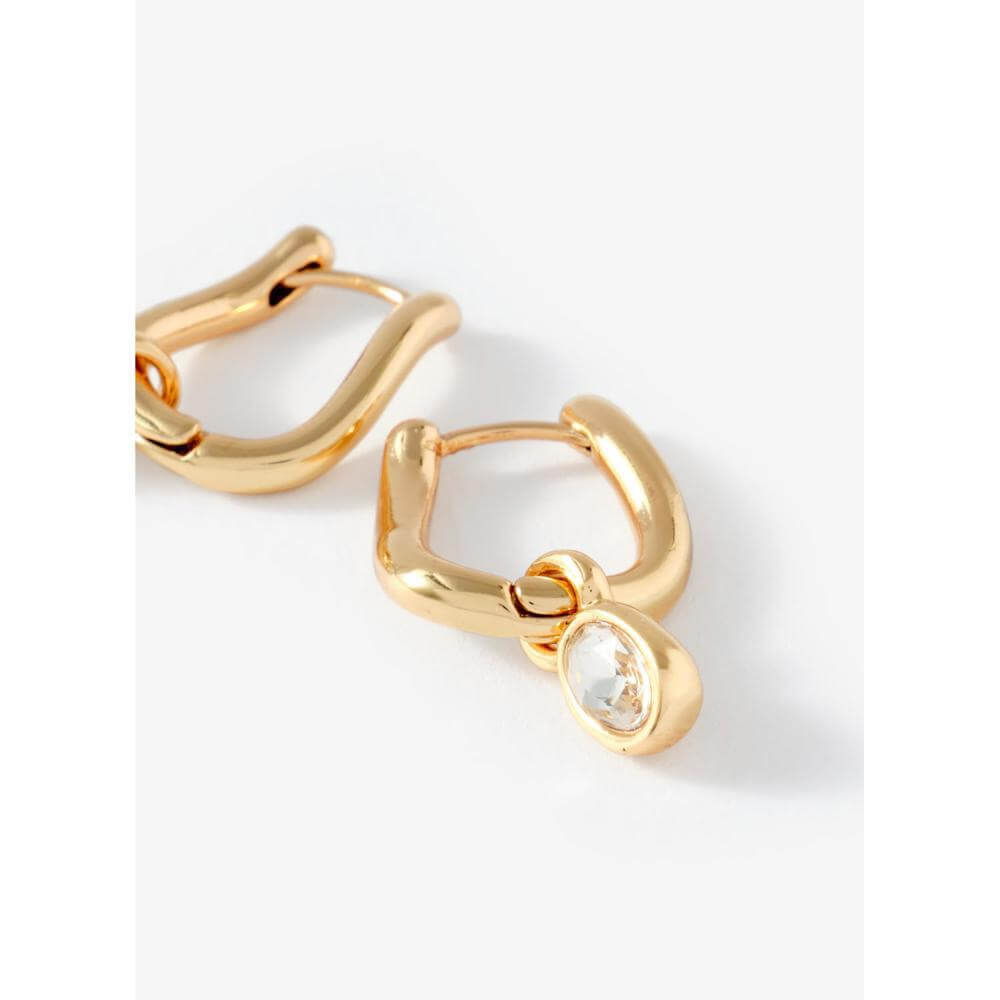 Mint Velvet Gold Tone Crystal Drop Hoop Earring